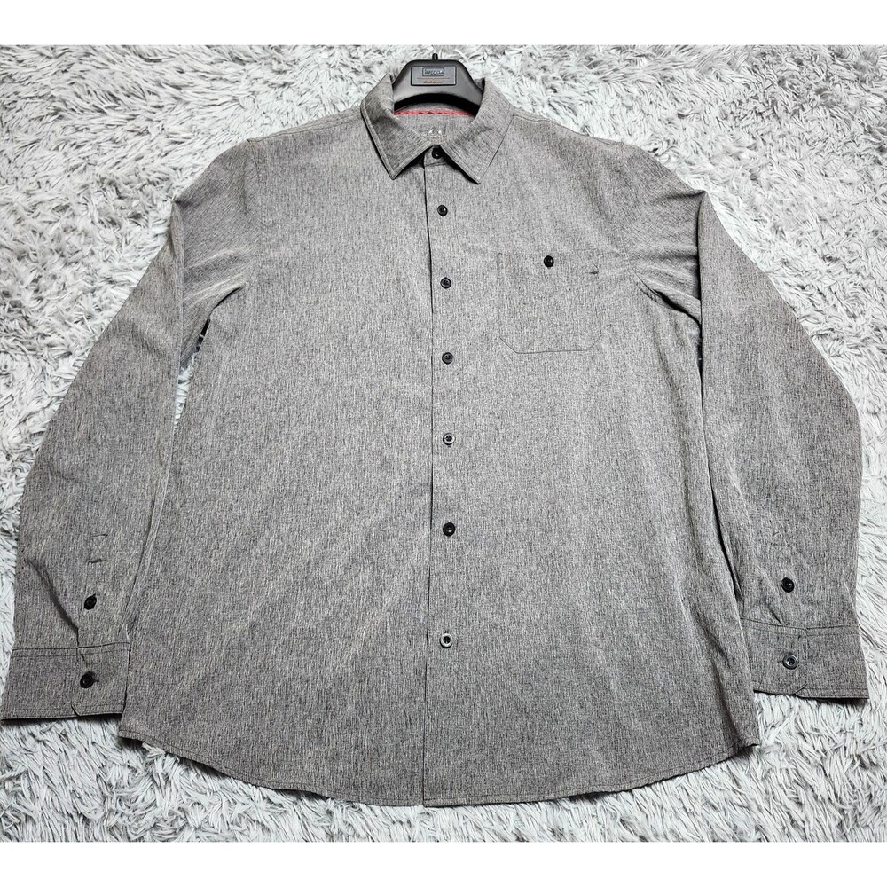 ZeroXposur Travel Series Shirt Mens Large Gray Button Down Stretch UV NB6590S‎